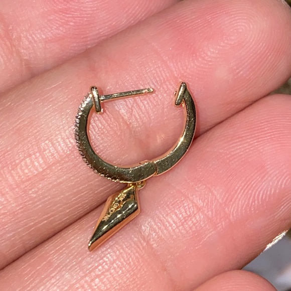 10k solid gold genuine diamond dangling hoop earrings NOT plated Free appraisal - Picture 5 of 9